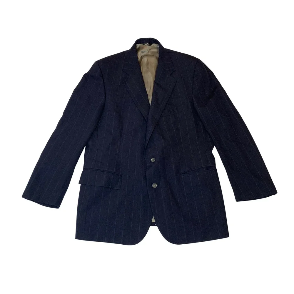 Polo Ralph Lauren University Club Mens Navy Pinstripe‎ Virgin Wool Blazer USA